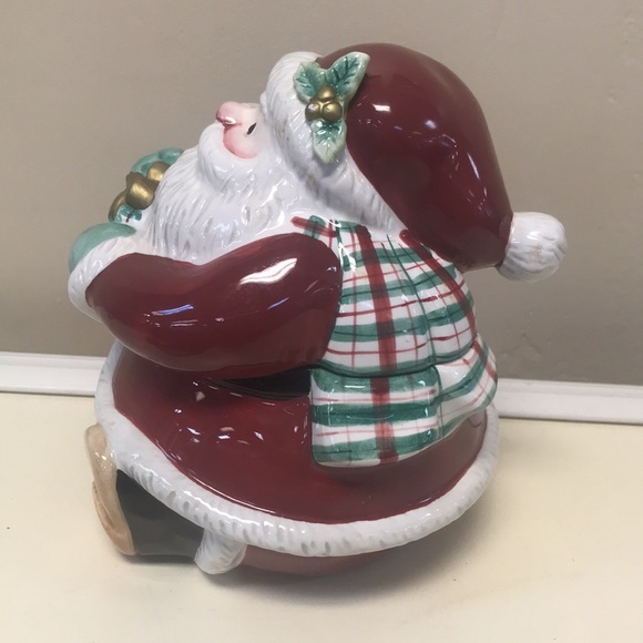 Fitz & Floyd Plaid Santa Candy Jar - Picture 4 of 11